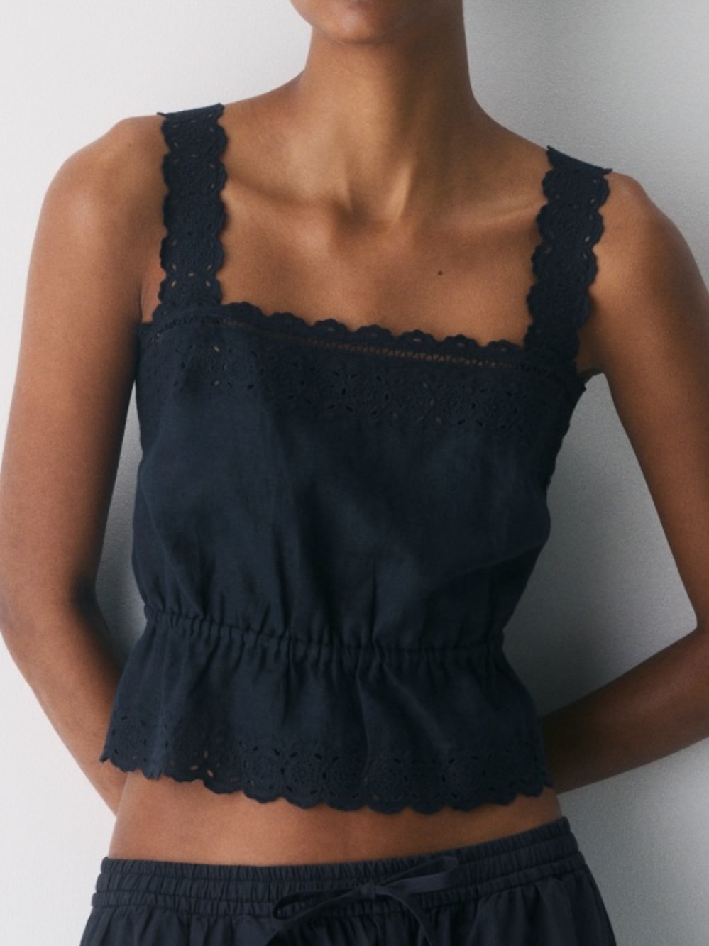 Aritzia driftline Black Crochet-Trim Tank Top